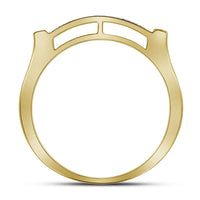 Load image into Gallery viewer, 10kt Yellow Gold Mens Round Diamond Rectangle Cluster Ring 1/2 Cttw
