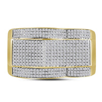 Load image into Gallery viewer, 10kt Yellow Gold Mens Round Diamond Rounded Arch Cluster Ring 1 Cttw

