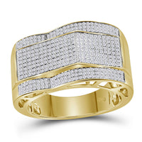 Load image into Gallery viewer, 10kt Yellow Gold Mens Round Diamond Rounded Arch Cluster Ring 1 Cttw
