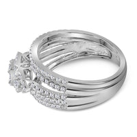 Load image into Gallery viewer, 14kt White Gold Baguette Diamond Bridal Wedding Ring Band Set 1 Cttw

