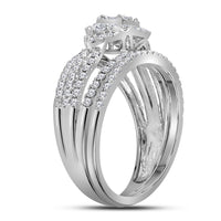 Load image into Gallery viewer, 14kt White Gold Baguette Diamond Bridal Wedding Ring Band Set 1 Cttw
