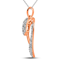 Load image into Gallery viewer, 10kt Rose Gold Womens Round Diamond Heart Pendant 1/10 Cttw
