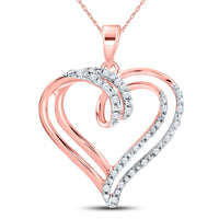 Load image into Gallery viewer, 10kt Rose Gold Womens Round Diamond Heart Pendant 1/10 Cttw
