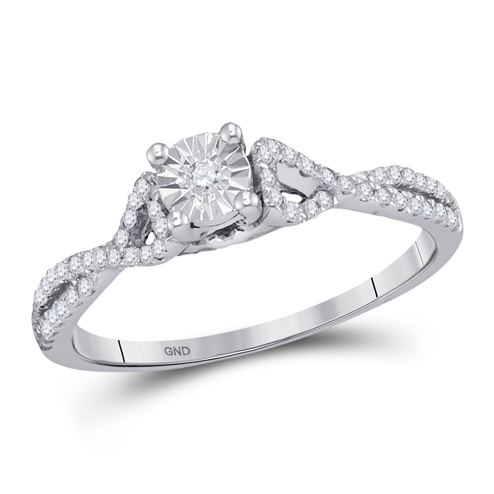 10kt White Gold Womens Round Diamond Solitaire Promise Ring 1/4 Cttw