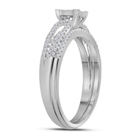 Load image into Gallery viewer, 14kt White Gold Princess Diamond Bridal Wedding Ring Band Set 1/2 Cttw

