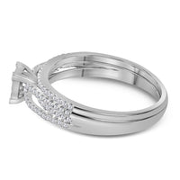 Load image into Gallery viewer, 14kt White Gold Princess Diamond Bridal Wedding Ring Band Set 1/2 Cttw
