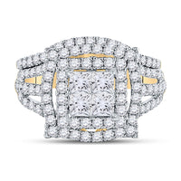 Load image into Gallery viewer, 14kt Yellow Gold Princess Diamond Bridal Wedding Ring Band Set 2 Cttw
