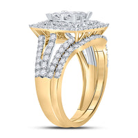 Load image into Gallery viewer, 14kt Yellow Gold Princess Diamond Bridal Wedding Ring Band Set 2 Cttw
