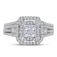 Load image into Gallery viewer, 14kt White Gold Princess Diamond Bridal Wedding Ring Band Set 1 Cttw
