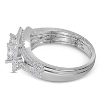 Load image into Gallery viewer, 14kt White Gold Princess Diamond Bridal Wedding Ring Band Set 1 Cttw
