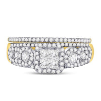Load image into Gallery viewer, 14kt Yellow Gold Princess Diamond Bridal Wedding Ring Band Set 1 Cttw
