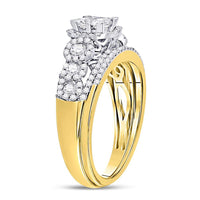Load image into Gallery viewer, 14kt Yellow Gold Princess Diamond Bridal Wedding Ring Band Set 1 Cttw
