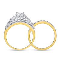 Load image into Gallery viewer, 14kt Yellow Gold Princess Diamond Bridal Wedding Ring Band Set 1 Cttw
