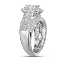 Load image into Gallery viewer, 14kt White Gold Princess Diamond Bridal Wedding Ring Band Set 1-3/4 Cttw
