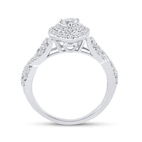 Load image into Gallery viewer, 10kt White Gold Heart Diamond Bridal Wedding Ring Band Set 1 Cttw
