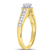 Load image into Gallery viewer, 10kt Yellow Gold Round Diamond Halo Bridal Wedding Engagement Ring 5/8 Cttw
