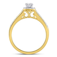 Load image into Gallery viewer, 10kt Yellow Gold Round Diamond Halo Bridal Wedding Engagement Ring 5/8 Cttw
