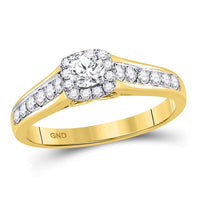 Load image into Gallery viewer, 10kt Yellow Gold Round Diamond Halo Bridal Wedding Engagement Ring 5/8 Cttw
