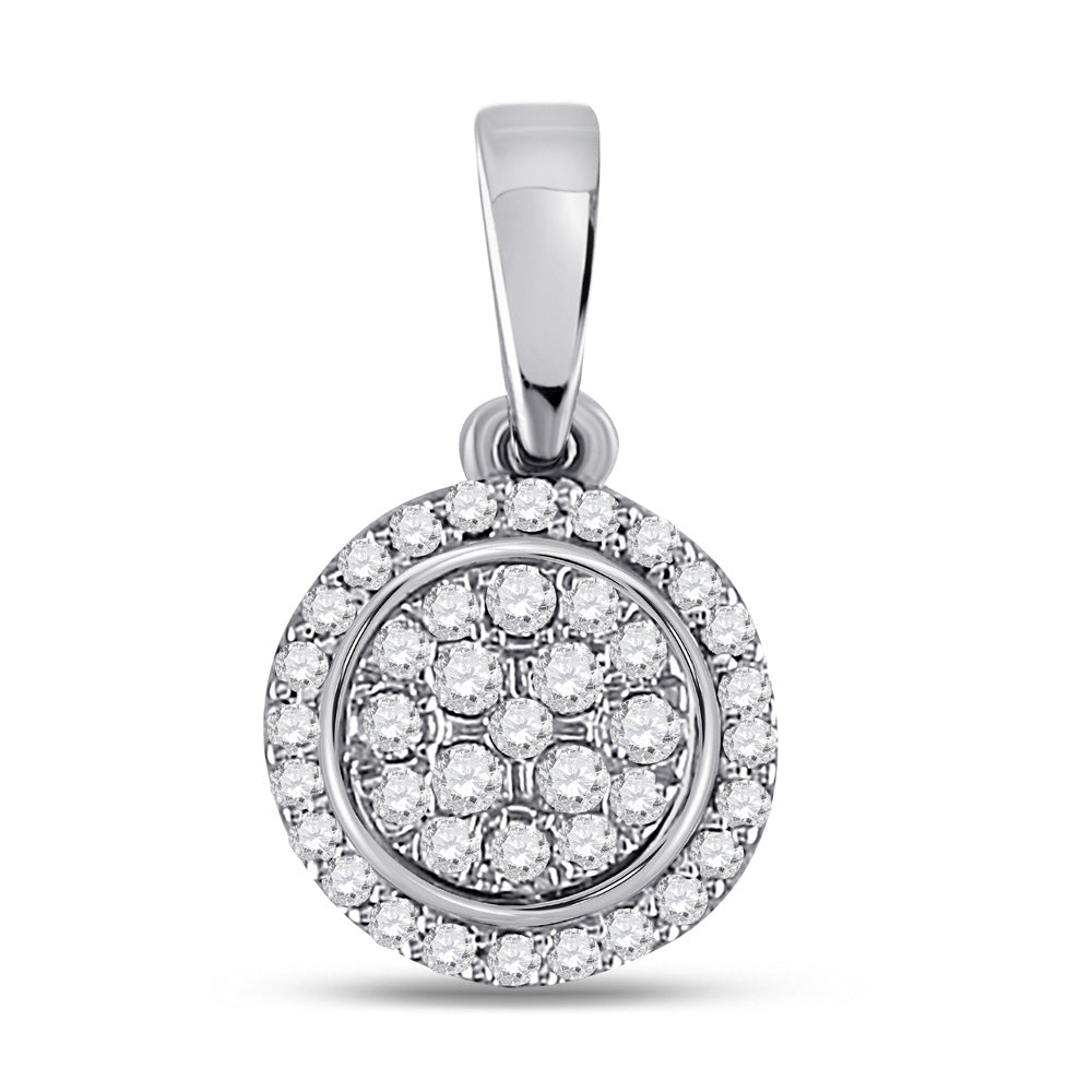 10kt White Gold Womens Round Diamond Cluster Pendant 1/4 Cttw