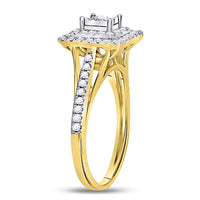 Load image into Gallery viewer, 10kt Yellow Gold Round Diamond Square Bridal Wedding Engagement Ring 1/2 Cttw
