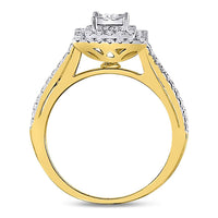 Load image into Gallery viewer, 10kt Yellow Gold Round Diamond Square Bridal Wedding Engagement Ring 1/2 Cttw
