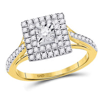 Load image into Gallery viewer, 10kt Yellow Gold Round Diamond Square Bridal Wedding Engagement Ring 1/2 Cttw
