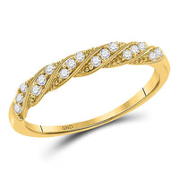 Load image into Gallery viewer, 10kt Yellow Gold Womens Round Diamond Stackable Band Ring 1/8 Cttw
