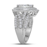 Load image into Gallery viewer, 14kt White Gold Round Diamond Pear Cluster Bridal Wedding Engagement Ring 2 Cttw
