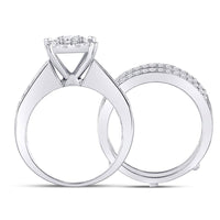 Load image into Gallery viewer, 10kt White Gold Round Diamond Bridal Wedding Ring Band Set 1-3/8 Cttw

