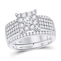 Load image into Gallery viewer, 10kt White Gold Round Diamond Bridal Wedding Ring Band Set 1-3/8 Cttw
