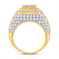 Load image into Gallery viewer, 14kt Yellow Gold Mens Round Diamond Ribbed Square Cluster Ring 5 Cttw
