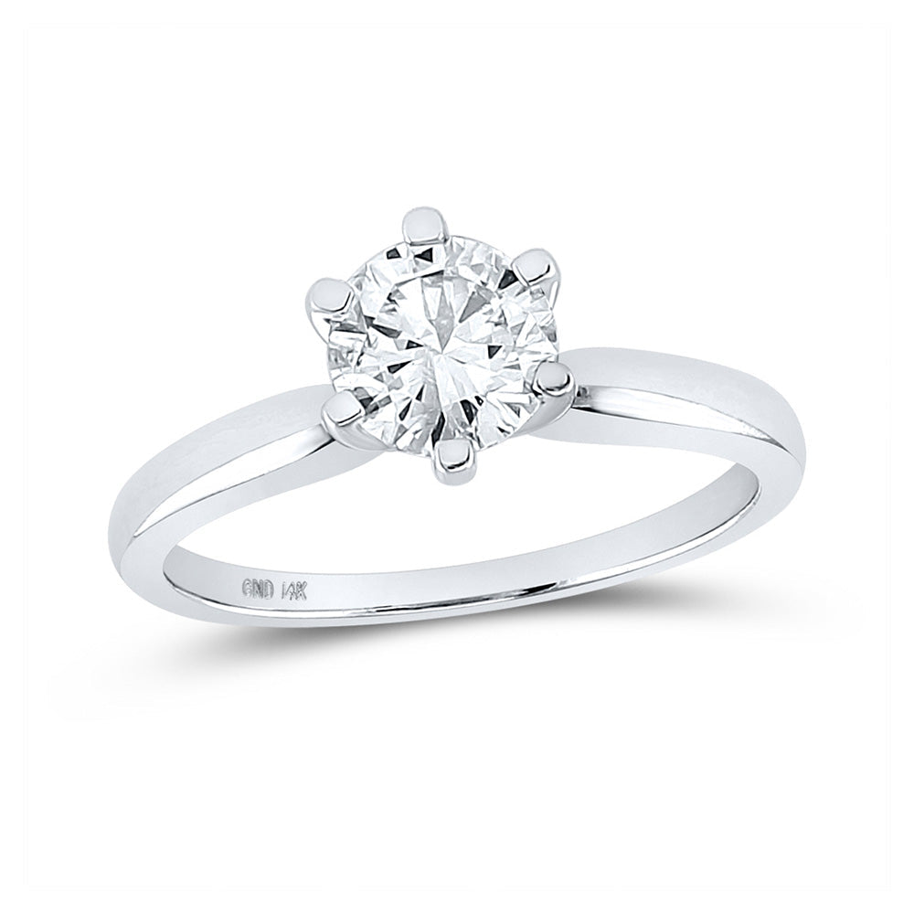 14kt White Gold Womens Round Diamond Solitaire Bridal Wedding Engagement Ring 1 Cttw