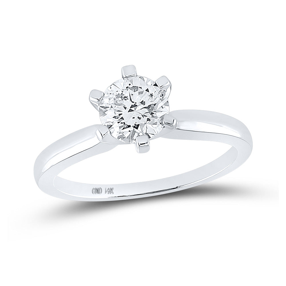 14kt White Gold Womens Round Diamond Solitaire Bridal Wedding Engagement Ring 1 Cttw