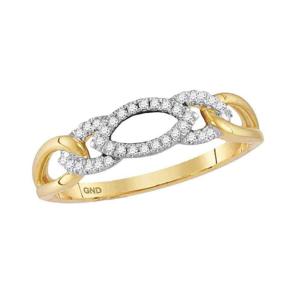 10kt Yellow Gold Womens Round Diamond Fashion Band Ring 1/8 Cttw
