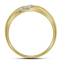 Load image into Gallery viewer, 10kt Yellow Gold Mens Round Diamond Wedding Double Row Band Ring 1/4 Cttw
