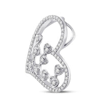 Load image into Gallery viewer, 10kt White Gold Womens Round Diamond Scattered Heart Pendant 1/3 Cttw
