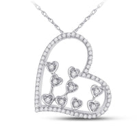 Load image into Gallery viewer, 10kt White Gold Womens Round Diamond Scattered Heart Pendant 1/3 Cttw
