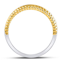 Load image into Gallery viewer, 10kt Tri-Tone Gold Womens Round Diamond 3-Piece Stackable Band Ring Set 1/6 Cttw
