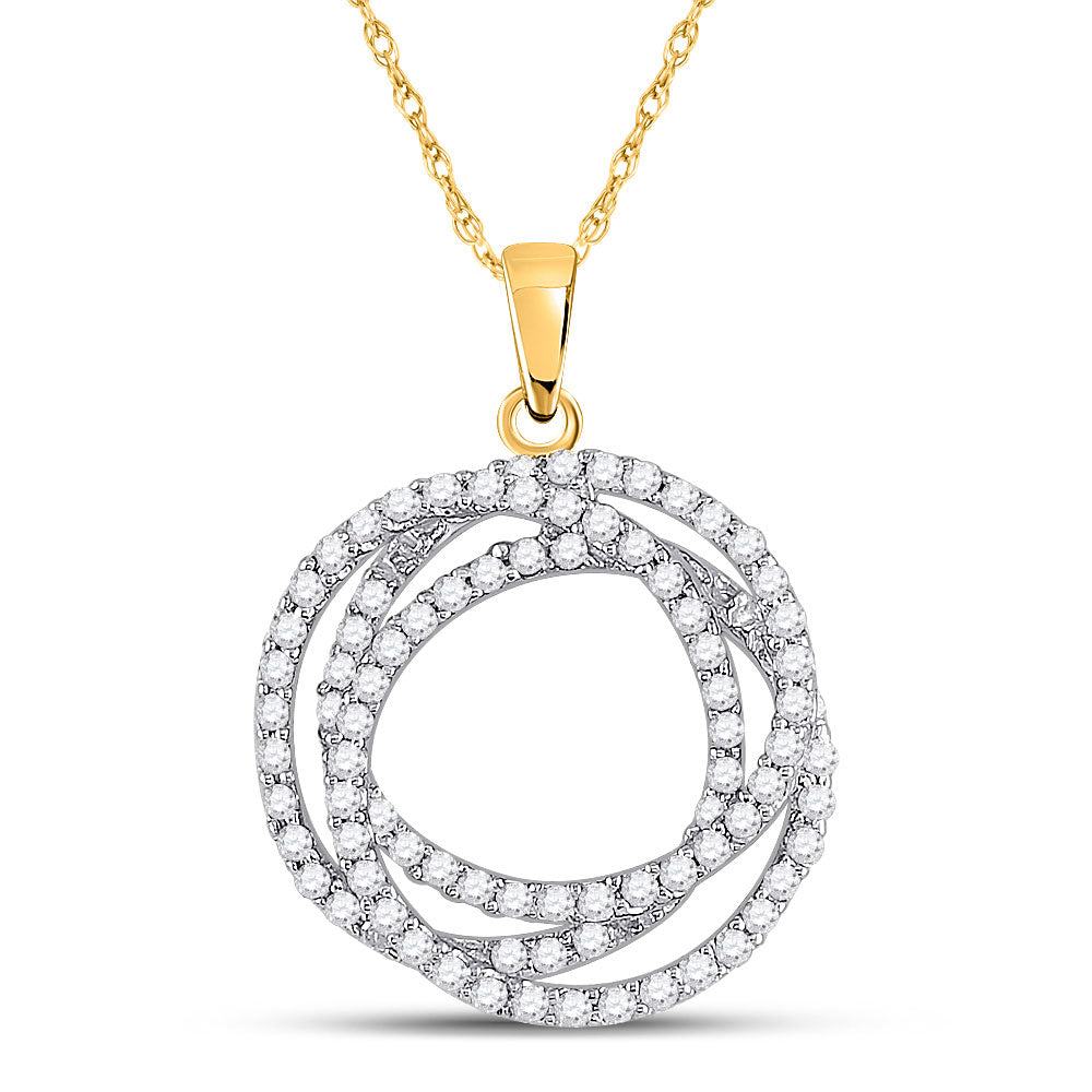 10kt Yellow Gold Womens Round Diamond Circle Pendant 5/8 Cttw