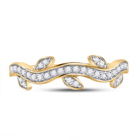 Load image into Gallery viewer, 10kt Yellow Gold Womens Round Diamond Vine Stackable Band Ring 1/6 Cttw
