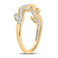 Load image into Gallery viewer, 10kt Yellow Gold Womens Round Diamond Vine Stackable Band Ring 1/6 Cttw
