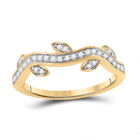 Load image into Gallery viewer, 10kt Yellow Gold Womens Round Diamond Vine Stackable Band Ring 1/6 Cttw
