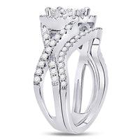 Load image into Gallery viewer, 14kt White Gold Round Diamond Bridal Wedding Ring Band Set 1 Cttw
