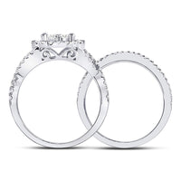 Load image into Gallery viewer, 14kt White Gold Round Diamond Bridal Wedding Ring Band Set 1 Cttw
