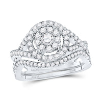 Load image into Gallery viewer, 14kt White Gold Round Diamond Bridal Wedding Ring Band Set 1 Cttw
