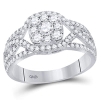 Load image into Gallery viewer, 14kt White Gold Round Diamond Cluster Bridal Wedding Engagement Ring 1 Cttw
