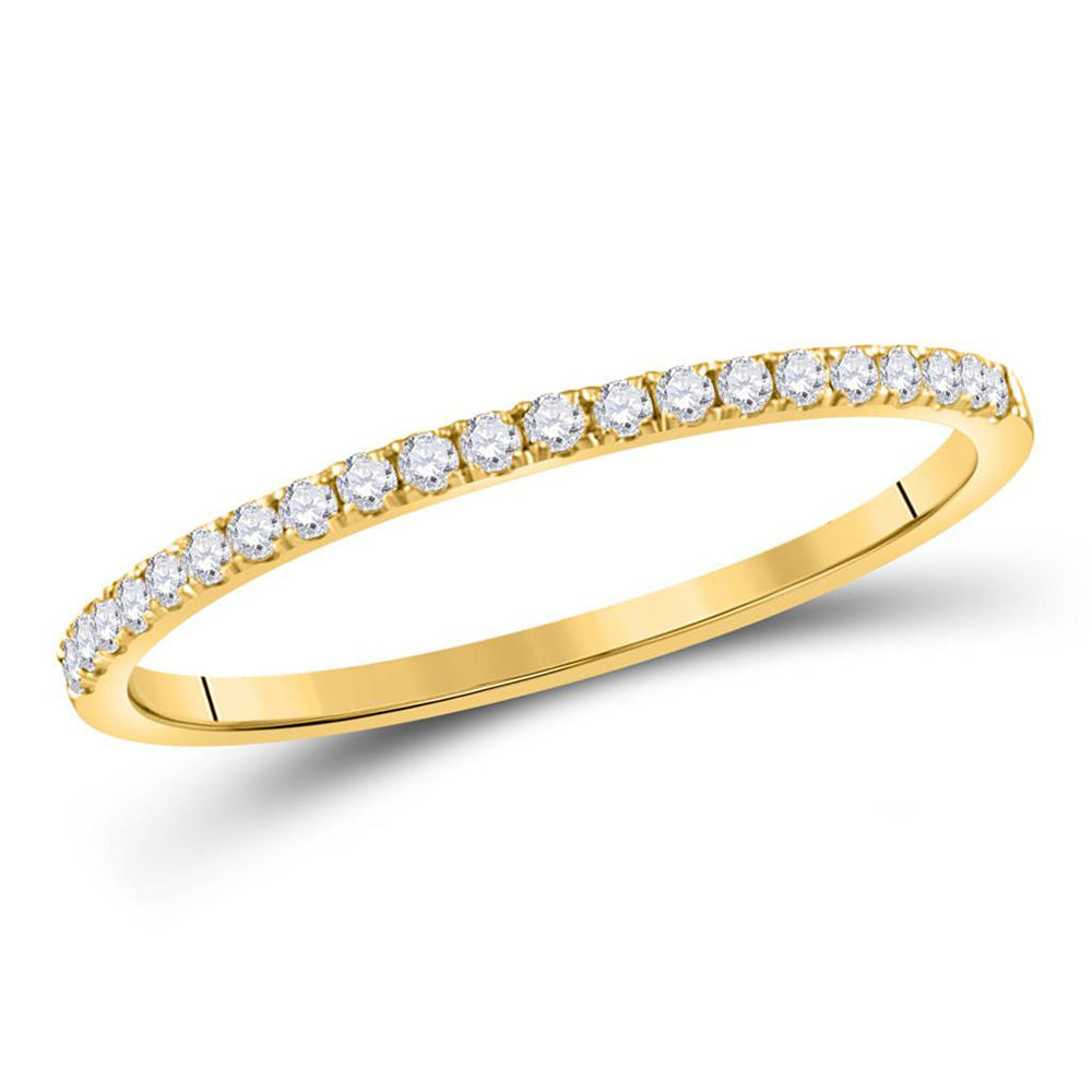 14kt Yellow Gold Womens Round Diamond Stackable Band Ring 1/6 Cttw