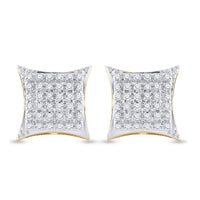 Load image into Gallery viewer, 10kt Yellow Gold Mens Round Diamond Kite Square Earrings 1/5 Cttw
