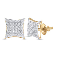 Load image into Gallery viewer, 10kt Yellow Gold Mens Round Diamond Kite Square Earrings 1/5 Cttw
