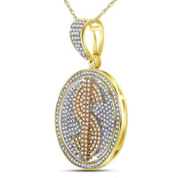 Load image into Gallery viewer, 10kt Yellow Gold Mens Round Diamond Dollar Sign Circle Charm Pendant 1-5/8 Cttw
